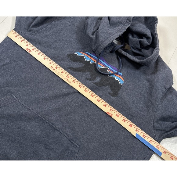 Patagonia L Large Fitz Roy Bear Hoody Sweatshirt Blue Mens Hoodie - Picture 5 of 7